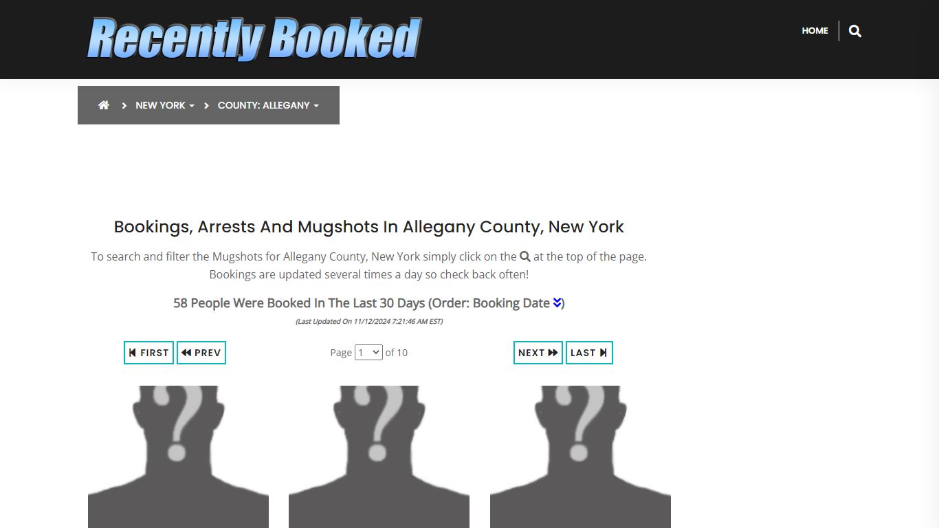 Bookings, Arrests and Mugshots in Allegany County, New York