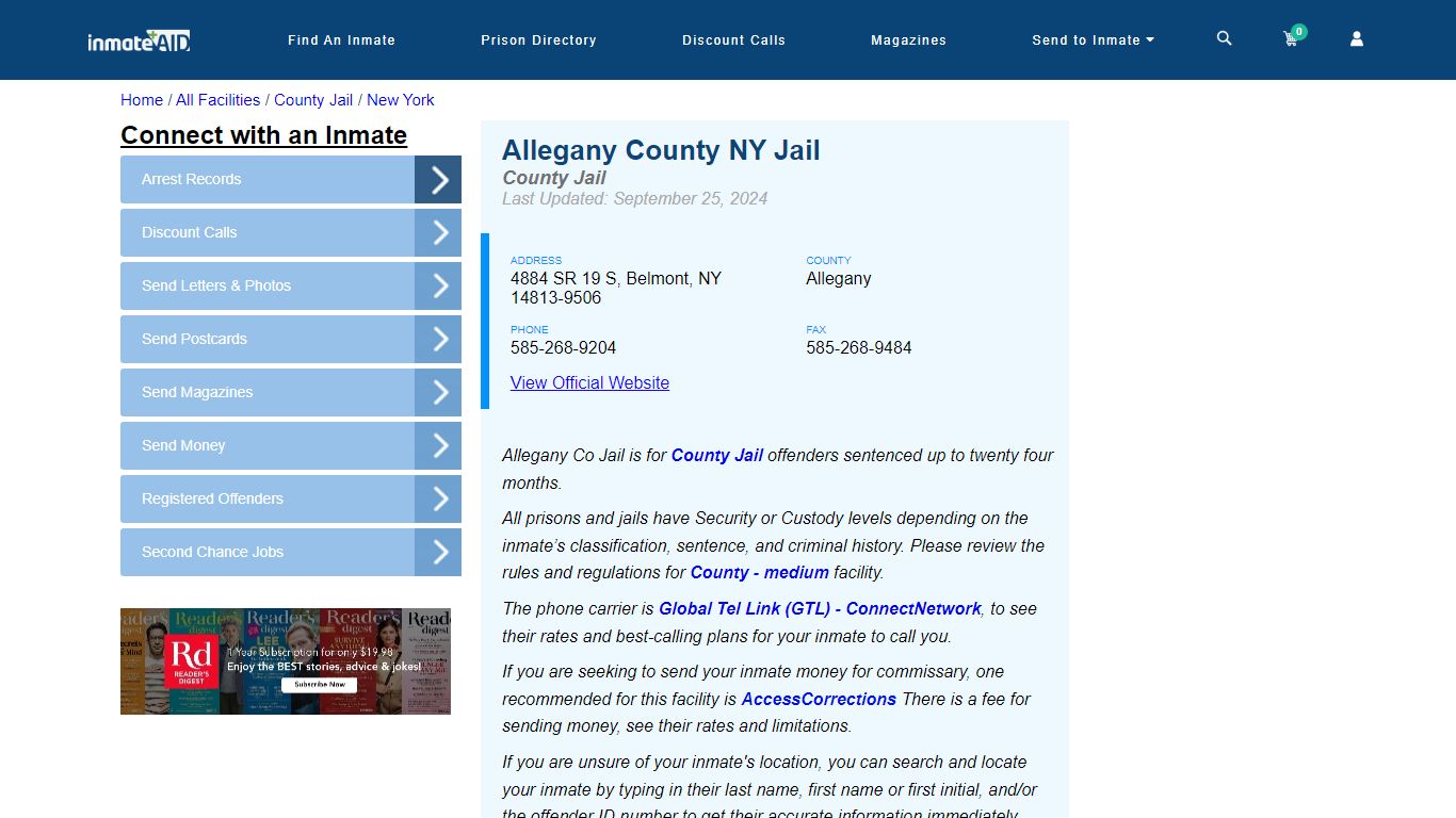 Allegany County NY Jail - Inmate Locator